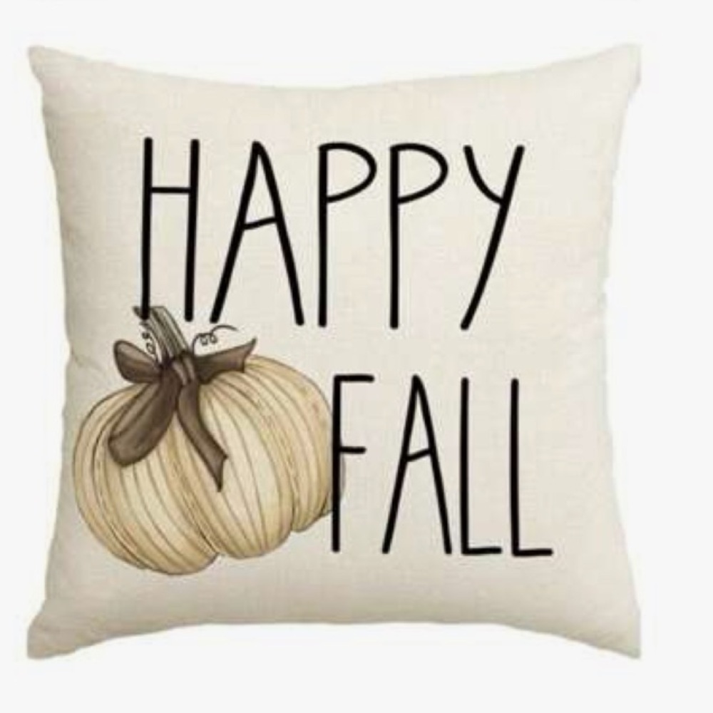 Rustic Woven Happy Fall with Pumpkin Pillow Case